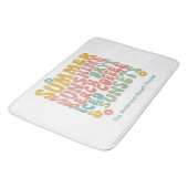 Retro Groovy Zomer Roze Monogram Naam Badmat (Gekanteld)