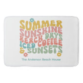 Retro Groovy Zomer Roze Monogram Naam Badmat (Voorkant)