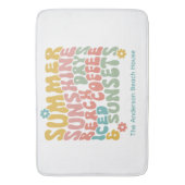 Retro Groovy Zomer Roze Monogram Naam Badmat (Voorkant Verticaal)