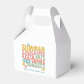 Retro Groovy Zomer Roze Monogram Naam Bagagelabel Bedankdoosjes (Voorkant Zijde)