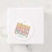 Retro Groovy Zomer Roze Monogram Naam Bagagelabel Bedankjes Labels (In situ)