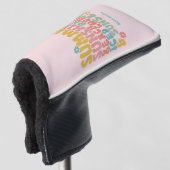 Retro Groovy Zomer Roze Monogram Naam Bagagelabel Golfheadcover (3/4 voorkant)
