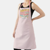 Retro Groovy Zomer Roze Monogram Naam Bagagelabel Schort (Insitu)