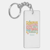 Retro Groovy Zomer Roze Monogram Naam Bagagelabel Sleutelhanger (Voorkant Links)