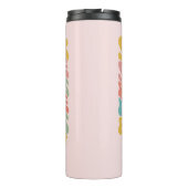 Retro Groovy Zomer Roze Monogram Naam Bagagelabel Thermosbeker (Achterkant)