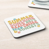 Retro Groovy Zomer Roze Monogram Naam Bier Onderzetter (Linkerzijde)