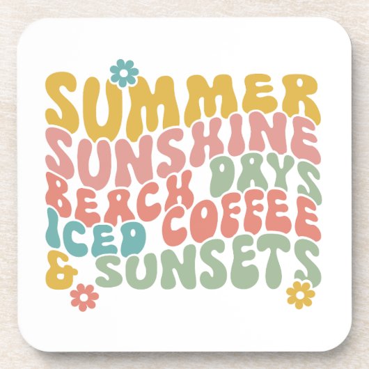 Retro Groovy Zomer Roze Monogram Naam Bier Onderzetter (Voorkant)