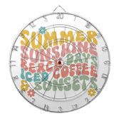 Retro Groovy Zomer Roze Monogram Naam Dartbord (Voorkant)