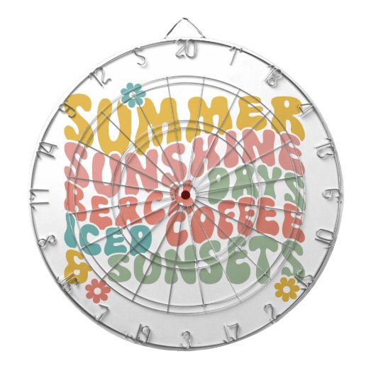 Retro Groovy Zomer Roze Monogram Naam Dartbord (Voorkant)