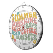 Retro Groovy Zomer Roze Monogram Naam Dartbord (Voorkant Rechts)