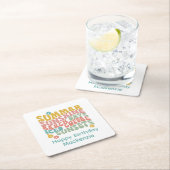 Retro Groovy Zomer Roze Monogram Naam Kartonnen Onderzetters (Insitu)