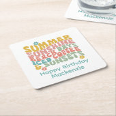 Retro Groovy Zomer Roze Monogram Naam Kartonnen Onderzetters (Schuin)