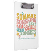 Retro Groovy Zomer Roze Monogram Naam Klembord (Rechts)