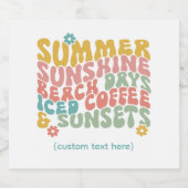 Retro Groovy Zomer Roze Monogram Naam Likeurfles Etiket (Enkel label)