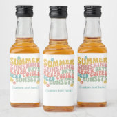 Retro Groovy Zomer Roze Monogram Naam Likeurfles Etiket (Flessen)