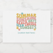 Retro Groovy Zomer Roze Monogram Naam Likeurfles Etiket (Enkel label)