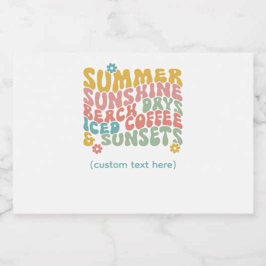 Retro Groovy Zomer Roze Monogram Naam Likeurfles Etiket (Enkel label)