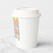 Retro Groovy Zomer Roze Monogram Naam Papieren Bekers (Links)