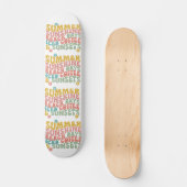 Retro Groovy Zomer Roze Monogram Naam Persoonlijk Skateboard (Voorkant)
