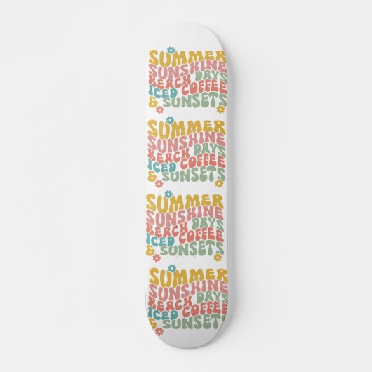 Retro Groovy Zomer Roze Monogram Naam Persoonlijk Skateboard (Voorkant)