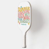 Retro Groovy Zomer Roze Monogram Naam Pickleball Paddle (Links)