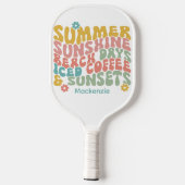 Retro Groovy Zomer Roze Monogram Naam Pickleball Paddle (Achterkant)