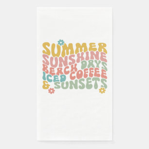 Retro Groovy Zomer Roze Monogram Naam Servet