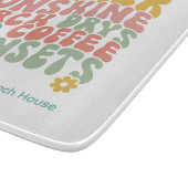 Retro Groovy Zomer Roze Monogram Naam Snijplank (Hoek)