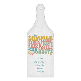 Retro Groovy Zomer Roze Monogram Naam Snijplank