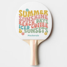 Retro Groovy Zomer Roze Monogram Naam