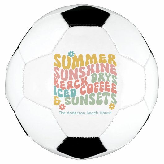 Retro Groovy Zomer Roze Monogram Naam Voetbal (Voorkant)