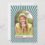 Retro groovy zonnestralen 70s blauwgroen, magenta  kaart (Achterkant)