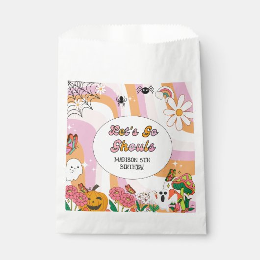 Retro Grooy Laten we gaan ghoul Halloween Verjaard Bedankzakje (Voorkant)