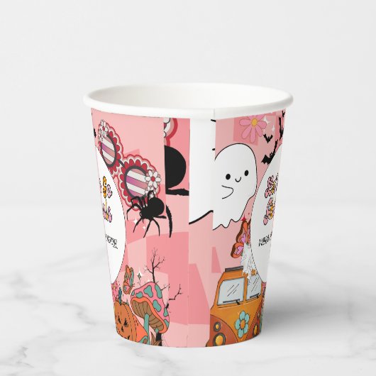 Retro Grooy Laten we gaan ghoul Halloween Verjaard Papieren Bekers (Rechts)