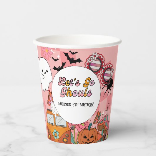 Retro Grooy Laten we gaan ghoul Halloween Verjaard Papieren Bekers (Voorkant)