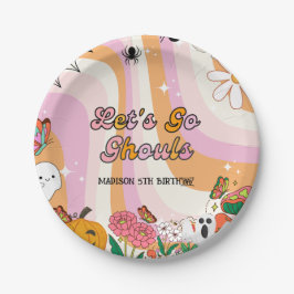 Retro Grooy Laten we gaan ghoul Halloween Verjaard Papieren Bordje