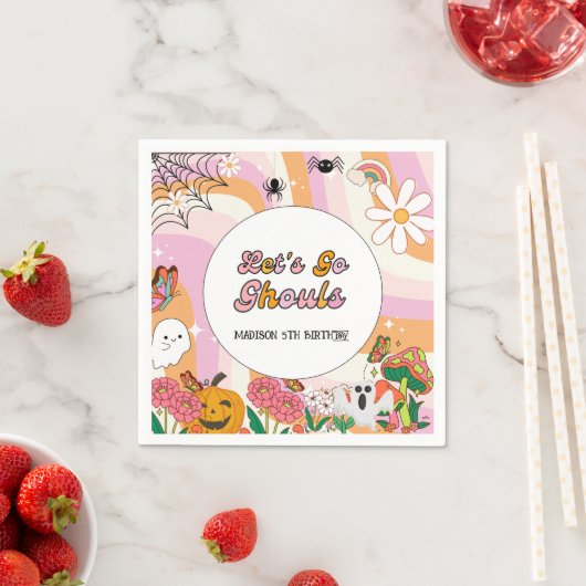 Retro Grooy Laten we gaan ghoul Halloween Verjaard Servet (Insitu)