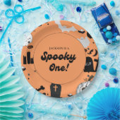 Retro Grooy Spooky One Halloween Eerste Verjaardag Papieren Bordje (Feest)
