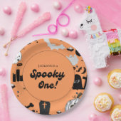 Retro Grooy Spooky One Halloween Eerste Verjaardag Papieren Bordje (Feest)