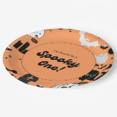 Retro Grooy Spooky One Halloween Eerste Verjaardag Papieren Bordje (Gekanteld)