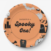 Retro Grooy Spooky One Halloween Eerste Verjaardag Papieren Bordje (Voorkant)