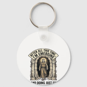 Retro grot humor gravure grafisch shirt ontwerp_ sleutelhanger