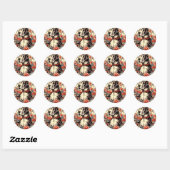 Retro Grote Deen Illustratie Ronde Sticker (Vel)