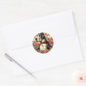 Retro Grote Deen Illustratie Ronde Sticker (Envelop)
