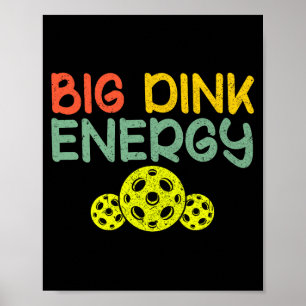 Retro grote dink energie pickleball grappige pickl poster
