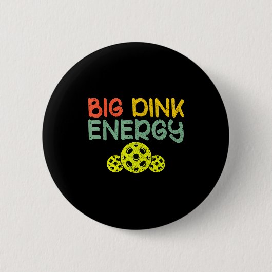 Retro grote dink energie pickleball grappige pickl ronde button 5,7 cm (Voorkant)