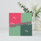 Retro Grote letter Kerstkaart Kaart (Staand voorkant)