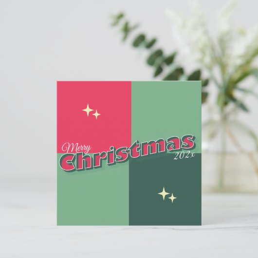 Retro Grote letter Kerstkaart Kaart (Staand voorkant)