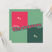 Retro Grote letter Kerstkaart Kaart (Voorkant / Achterkant in situ)