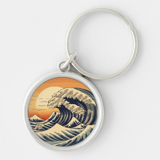 Retro Grote Oceaangolven Sleutelhanger (Voorkant)
